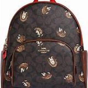 Coach Brown Backpack with Hedgehog Print- NEW!